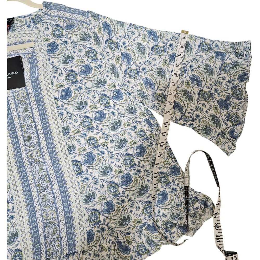 Cynthia‎ Rowley Women's Blue & White Floral Print Blouse Size IX - Picture 11 of 11